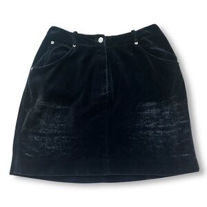 Vintage 90s DKNY Donna Karen Black Velvet Mini Skirt